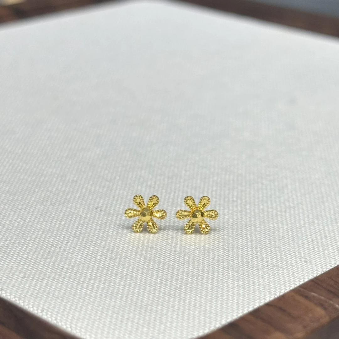 真真专属-E【立体小花耳钉】-足金999精工5G耳饰