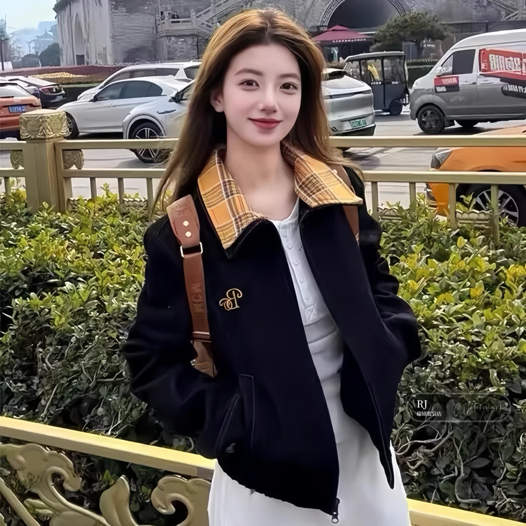 【RJ】美式复古拼接牛仔秋冬设计感小众工装新款网红洋气炸街女装