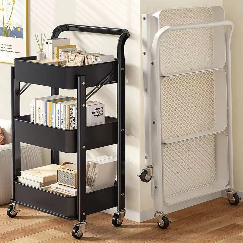 免安装置物架可折叠小推车置物架多层厨房浴室落地收纳架储物架子