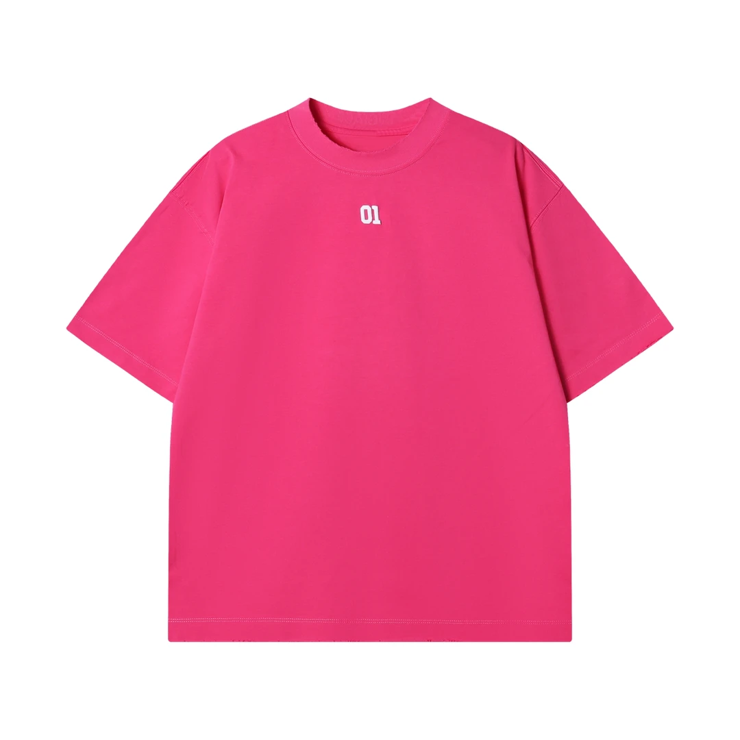 夏季高级感新款美式刺绣字母数字圆领短袖T恤百搭简约休闲上衣