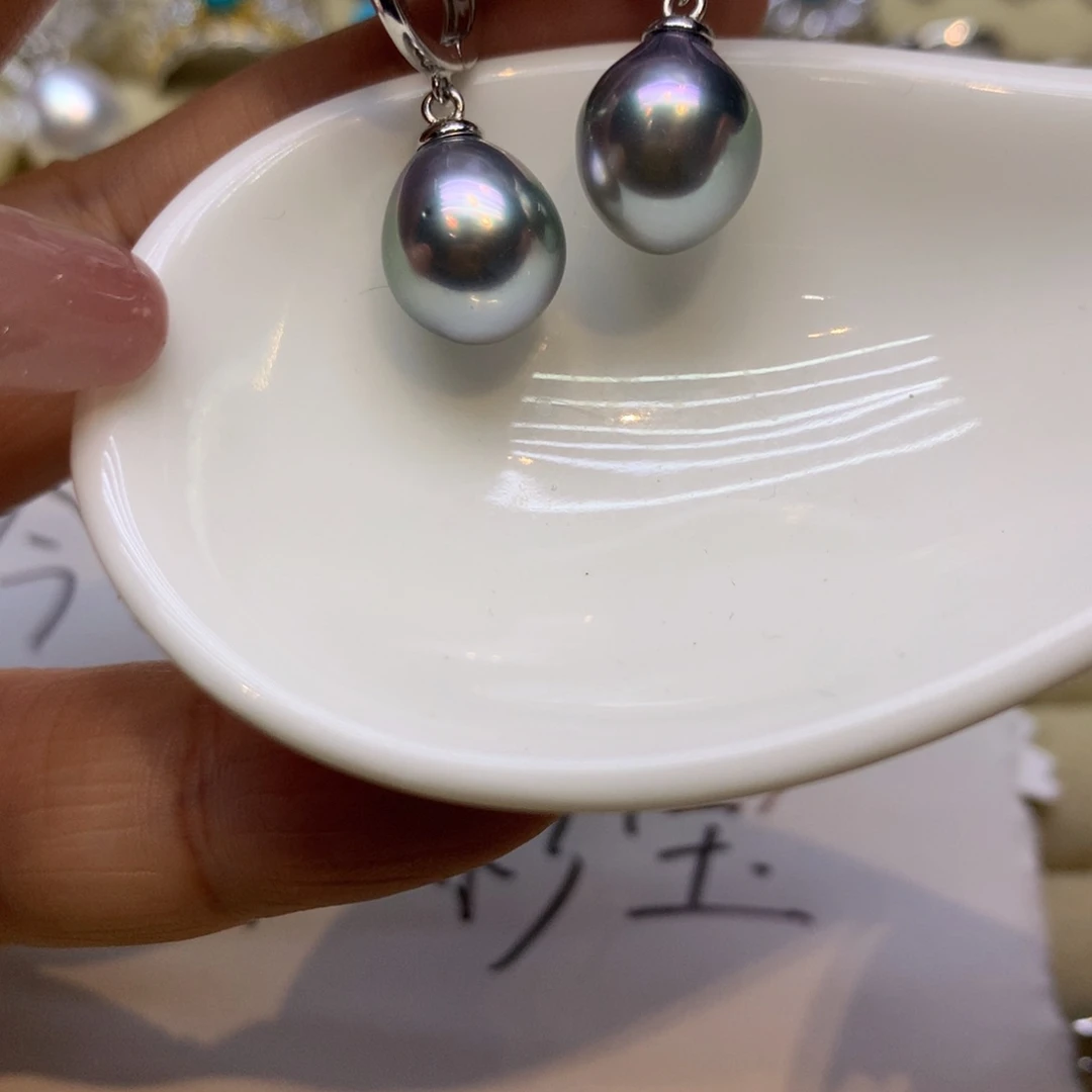 银S925镶嵌耳饰海水珍珠