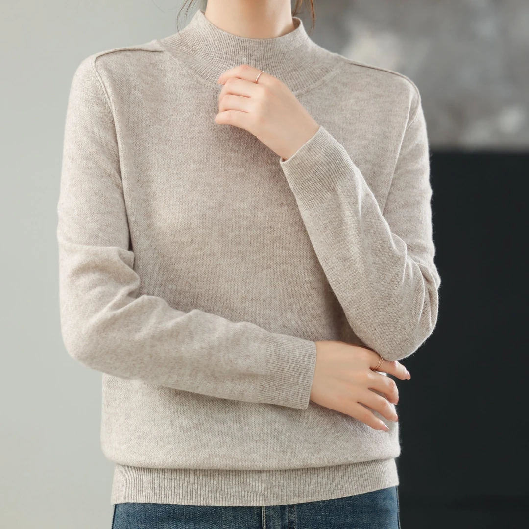 秋冬厚款保暖高奢精品羊绒羊毛针织衫长袖高领宽松肩纯色2772