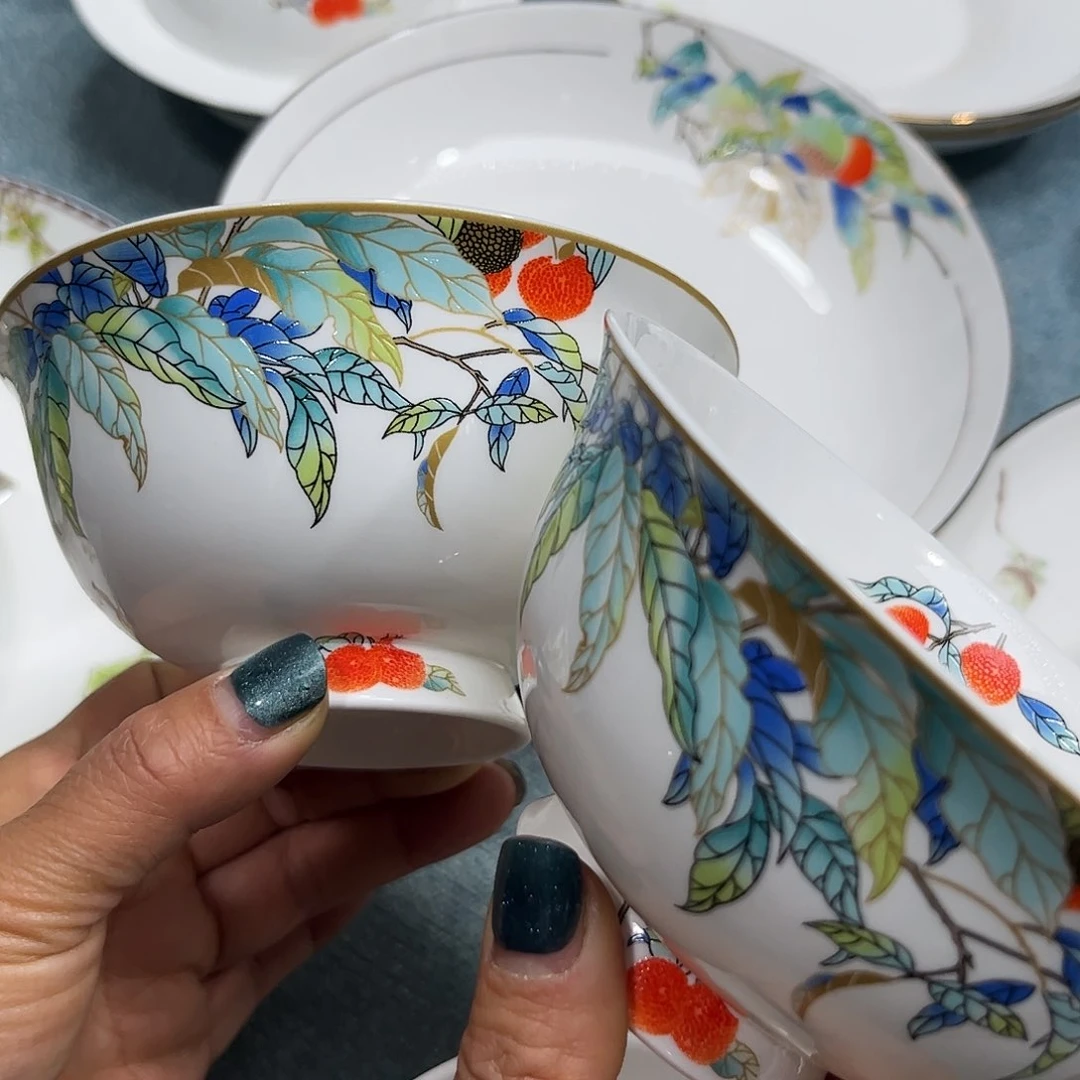 瓷片荔枝高脚碗六个哇塞