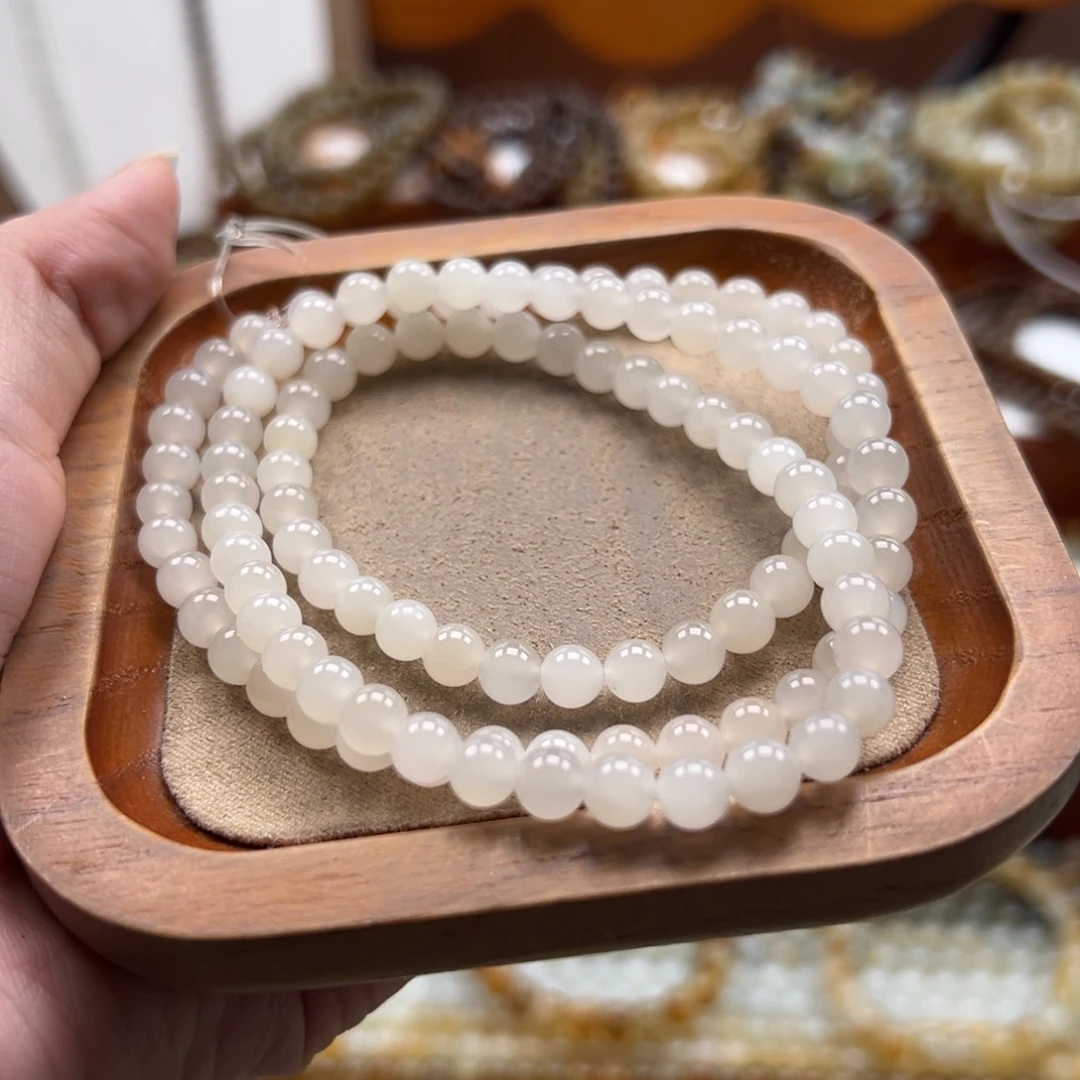 毛衣链未镶嵌和田玉珠串6mm