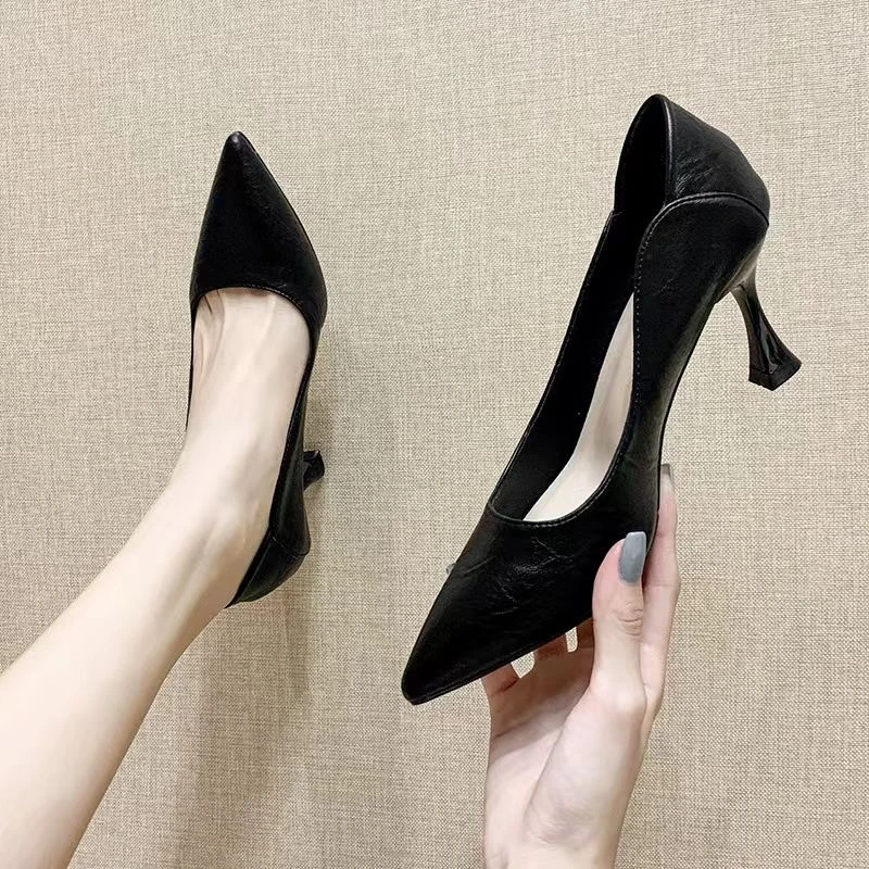 法式高跟鞋女2025年春夏季新款通勤尖头细跟职业工作鞋不累脚单鞋