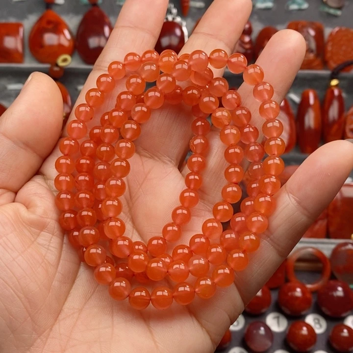南红玛瑙6+佛珠未镶嵌暖*
