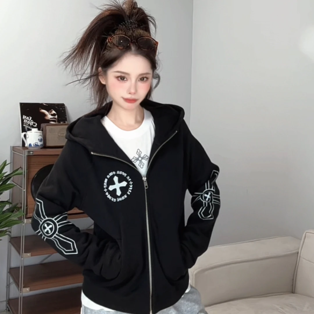 薄款韩版卫衣开衫拉链拼接休闲显瘦连帽卫衣外套百搭
