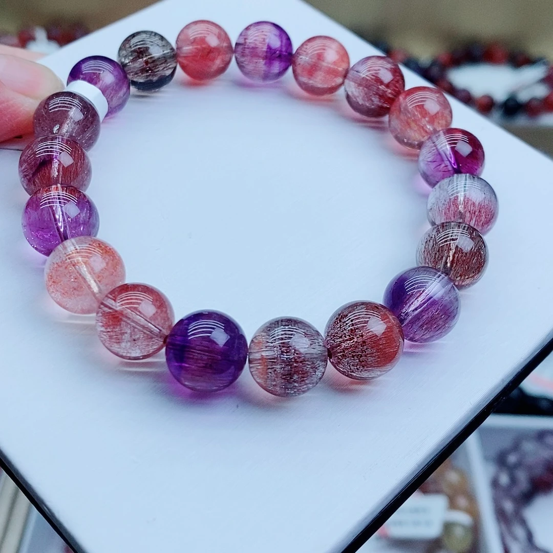 水晶手串未镶嵌紫橘超七