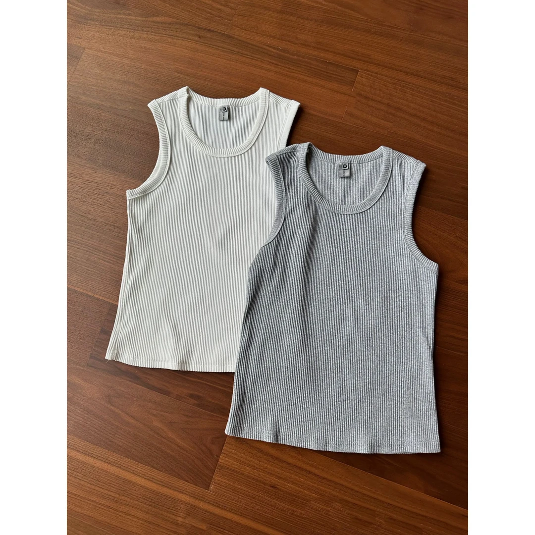 CHEUNG JASON美式复古简约质感坑条百搭修身重磅显瘦无袖背心男女