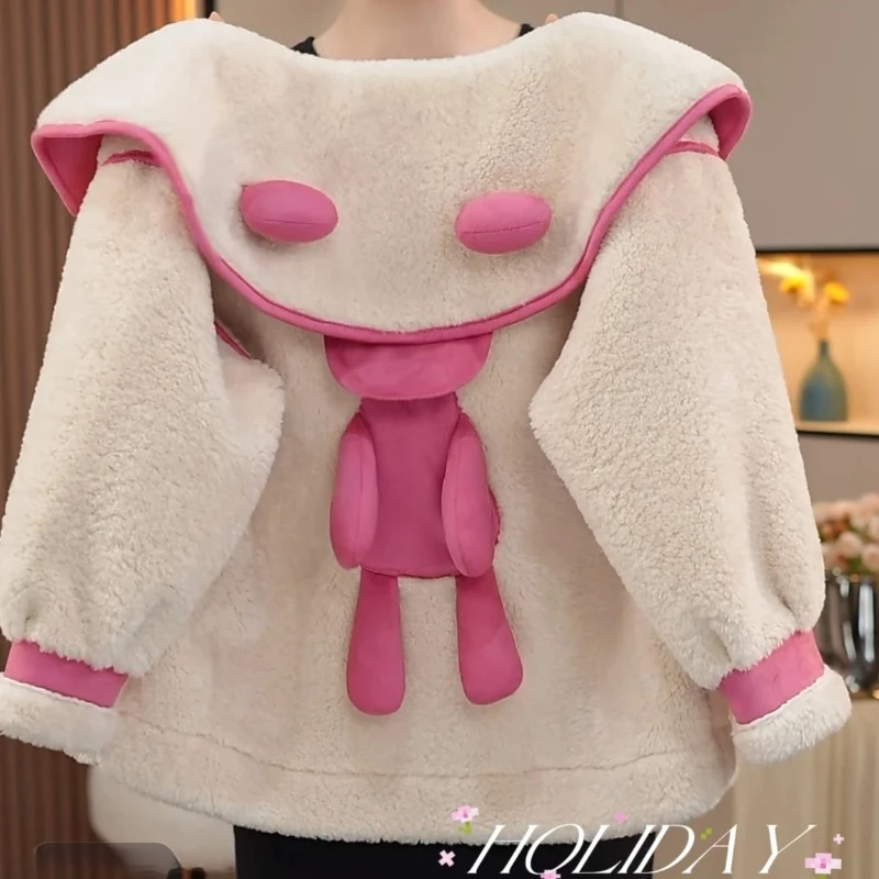 女童秋冬外套2025新款儿童洋气时髦女宝冬季皮毛一体保暖加厚上衣