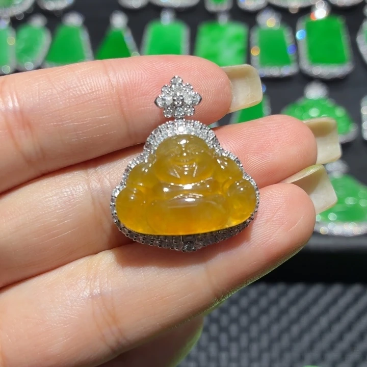 翡翠18K金镶嵌吊坠(不含链)120