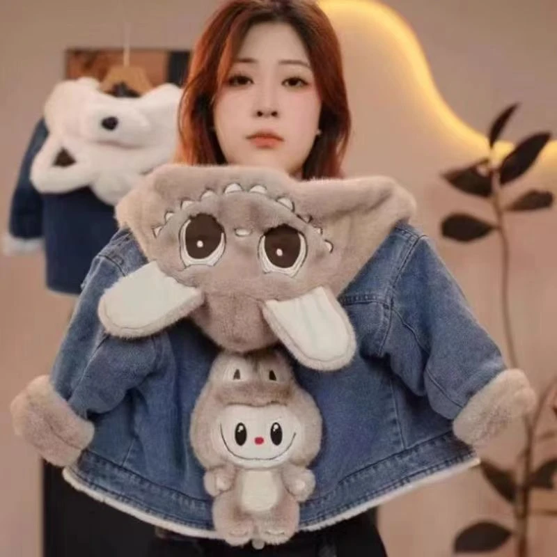 男童女童牛仔加绒外套春秋款洋气宝宝韩版衣服儿童装秋冬保暖上衣
