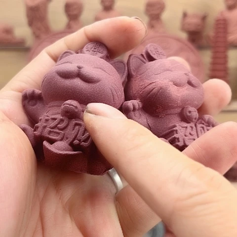 小***蚊泥塑两个瑕疵款招财猫福利价