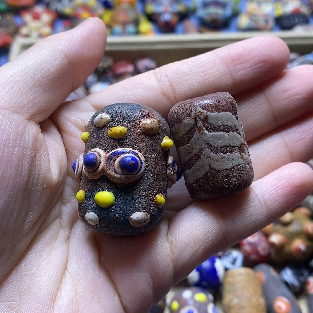 琉璃颈饰老桶珠随机一个08