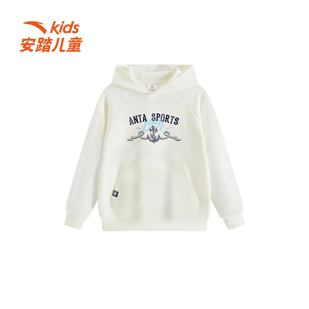 安踏儿童冬季新款男小童校园系列套头衫卫衣连帽舒适百搭时尚9702
