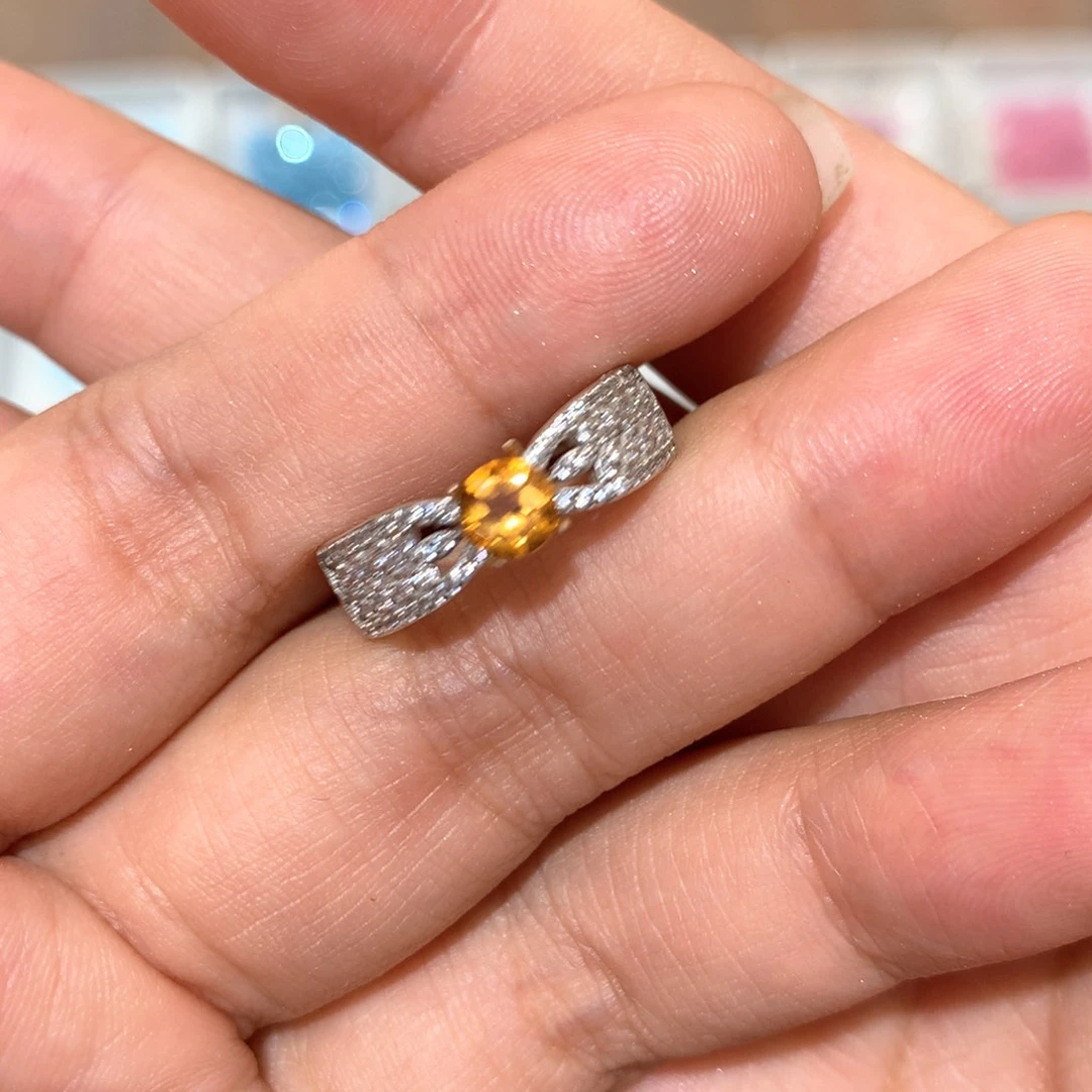 银S925镶嵌戒指黄晶