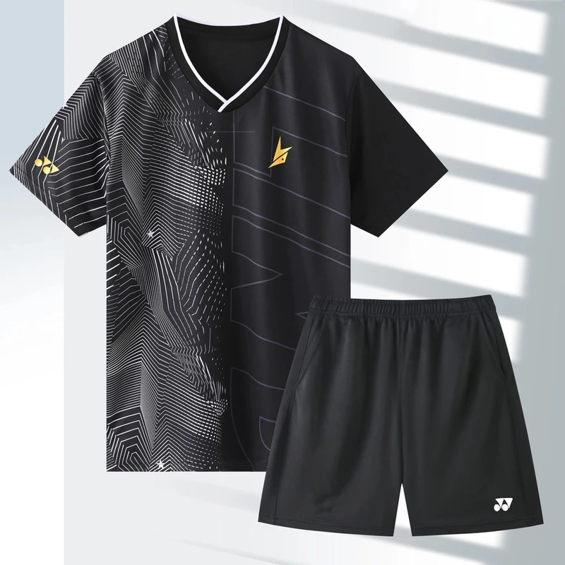 2025新款林丹羽毛球服男士短袖速干比赛大赛训练服短裤套装定制