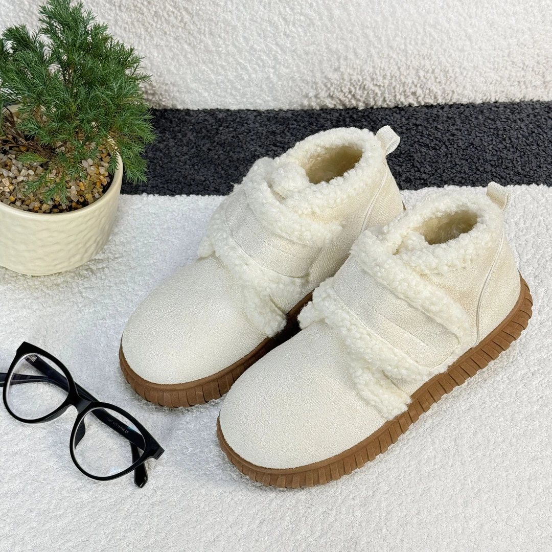 冬季奶油雪地靴加绒加厚厚底短筒靴百搭增高防滑保暖棉鞋