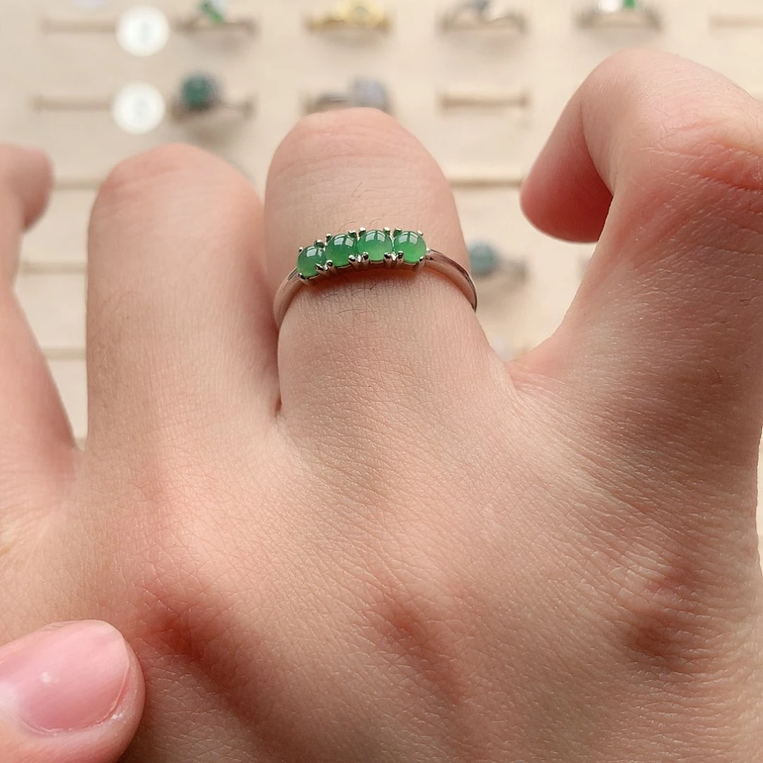 翡翠戒指银S925镶嵌0051