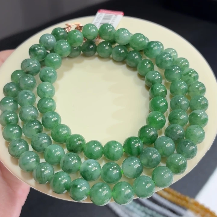 翡翠未镶嵌手链辣绿飘卡8.2