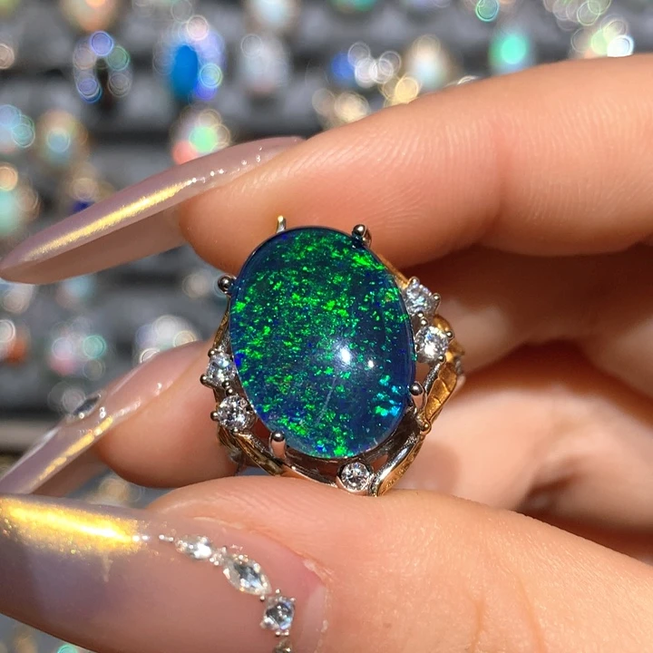 欧泊欧泊戒指t银S925镶嵌