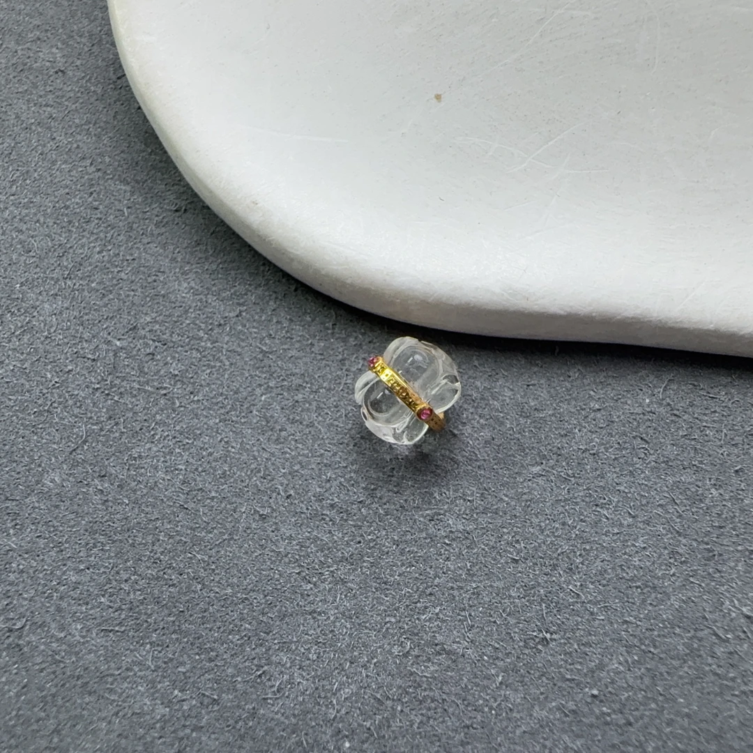 天然白水晶莲花路路通配件S925银