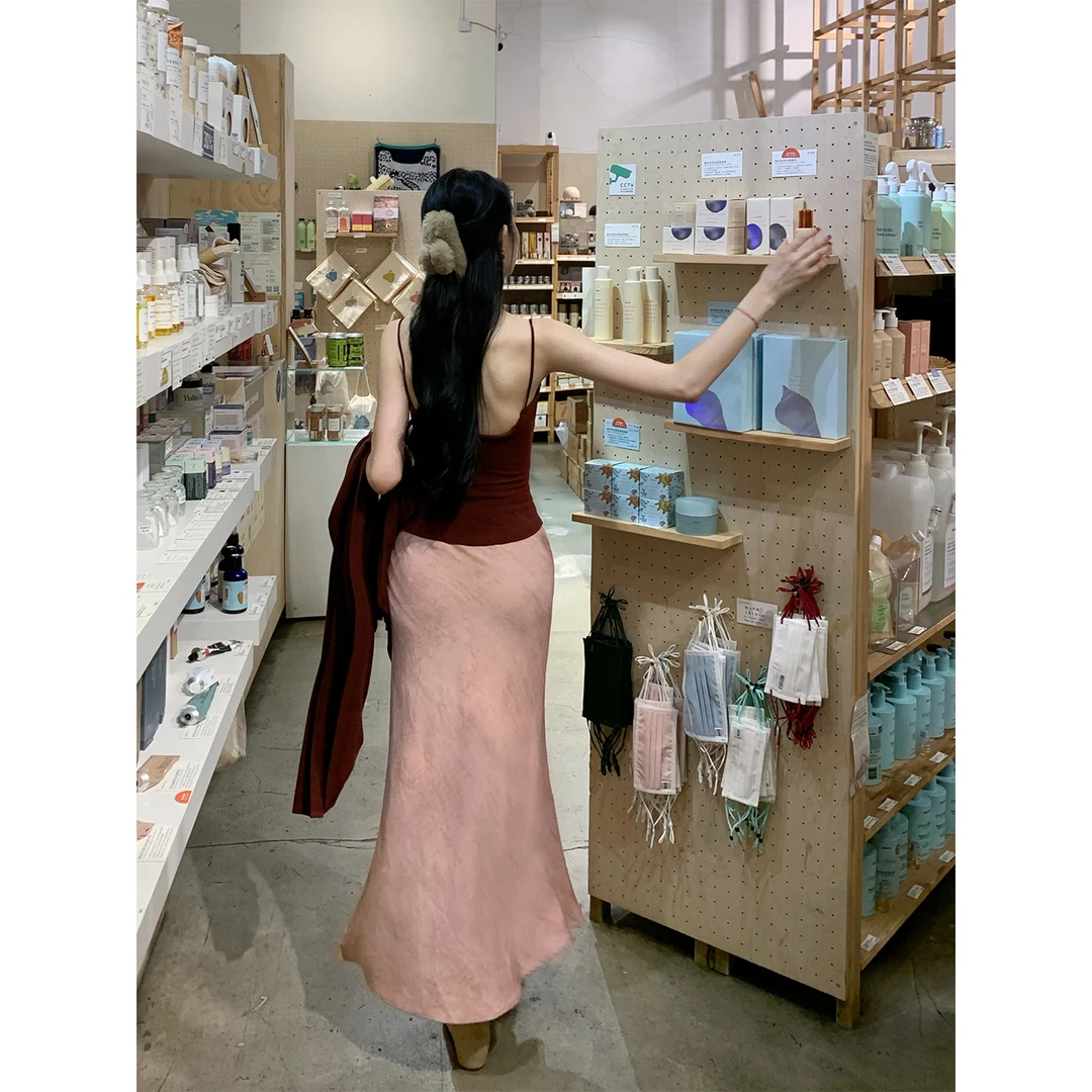 凌茜恣禾【粉墨涟漪】粉色法式晕染包臀半身裙气质修身显瘦鱼尾长裙