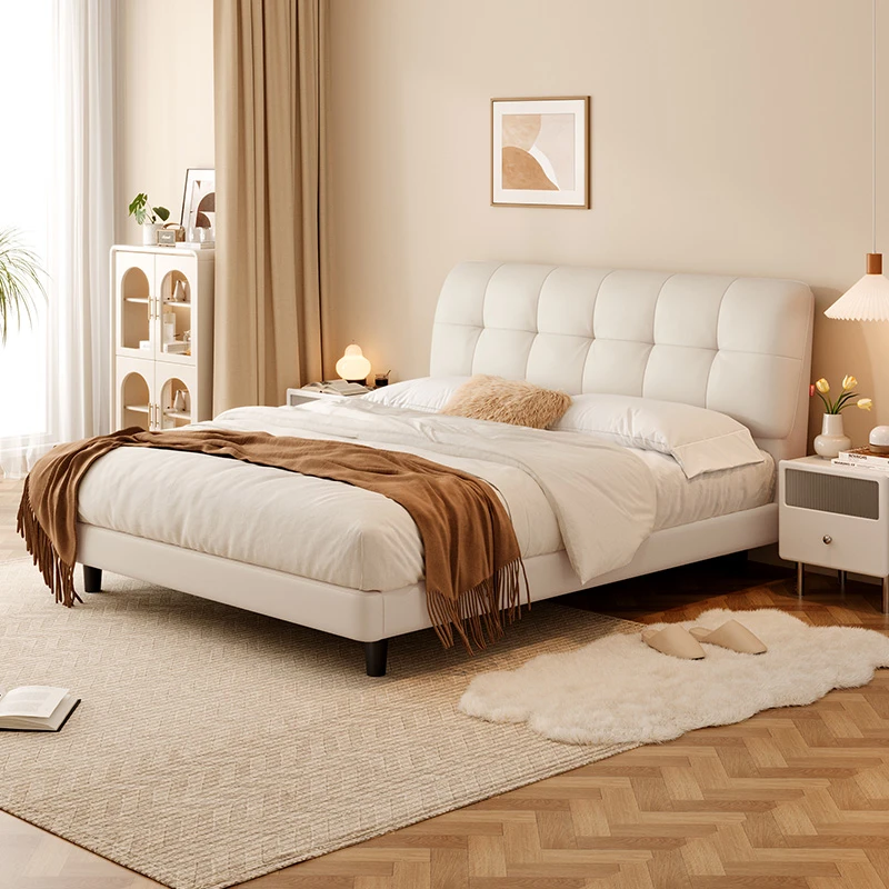 顾家家居KUKAHOME奶油风猫抓皮齐边床软包卷装排骨架床DS9116B