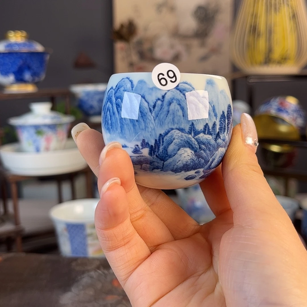 摆件景德镇陶瓷茶杯多人