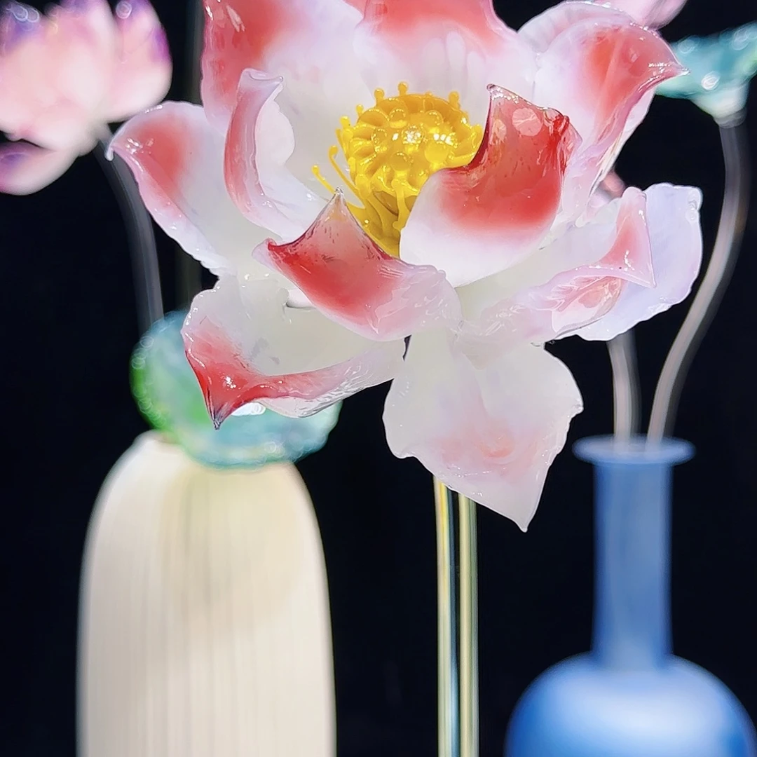 手工艺品琉璃微瑕荷花