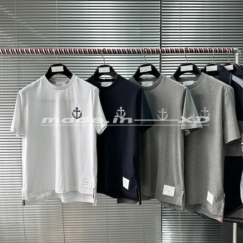 23SST家船锚刺绣纯色圆领短袖T恤潮流百搭男女款宽松纯棉休闲宽松