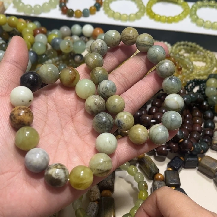 蛇纹石玉未镶嵌手链卡14
