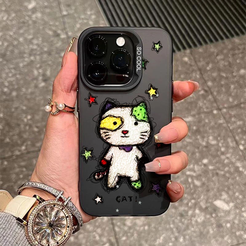 潦草星星小怪猫适用苹果16/15手机壳iphone14Promax13软12防摔11x