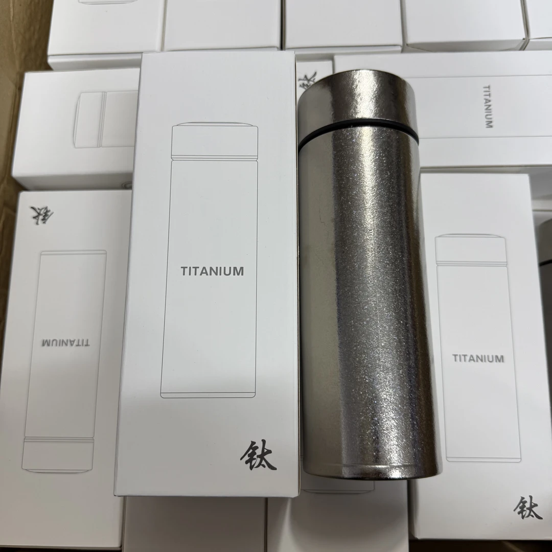 【划痕浮利】400ml内外双层纯钛结晶银经典保温杯