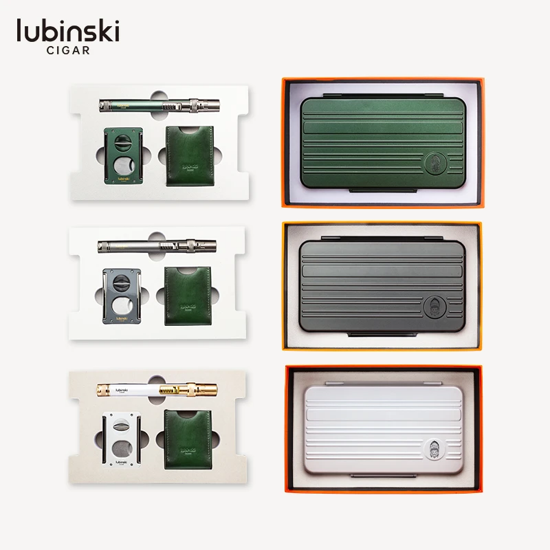 LUBINSKI 便携盒锌合金单直冲打火机多功能剪工具套装 YJA-80023