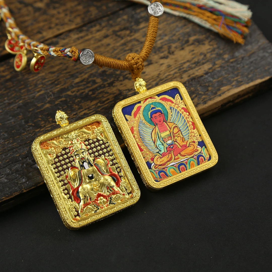 铜合金布艺项链 铜合金布艺项链吊坠五台山五爷双面本命佛