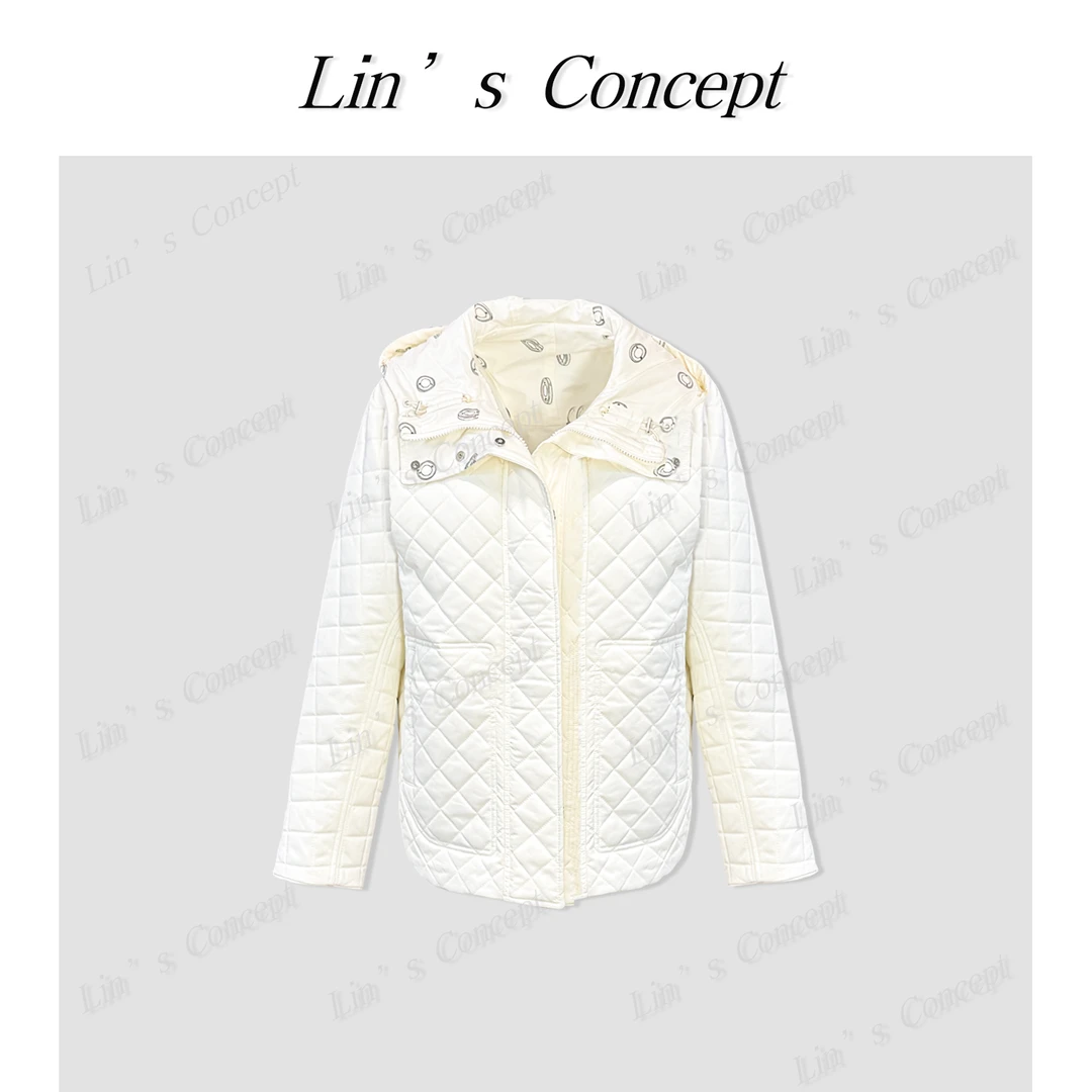 【Lin's concept】高定款菱格连帽双面棉服DL2406065