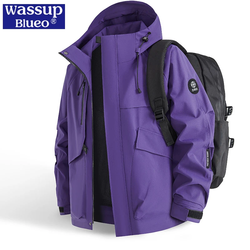 wassup blueo武功山登山服夹克外套男春秋户外工装防风防水冲锋衣