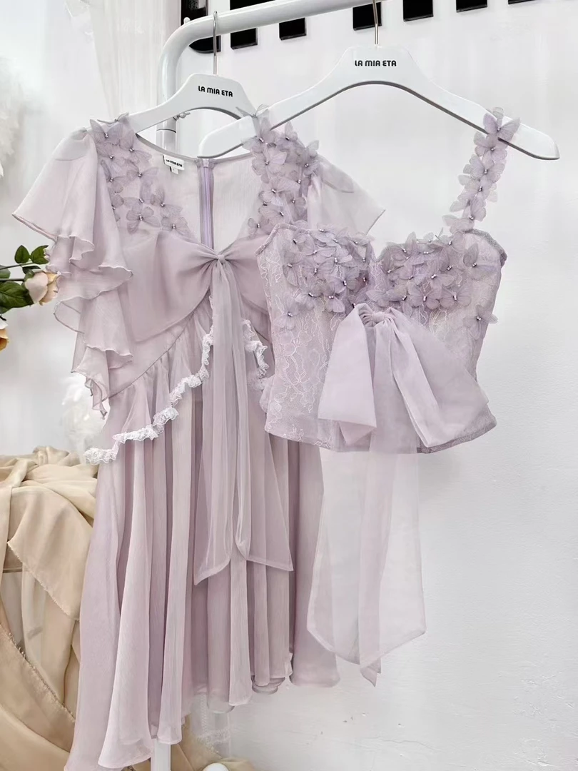 直播福利款lamiaeta梦幻紫蝴蝶连衣裙胸衣系列