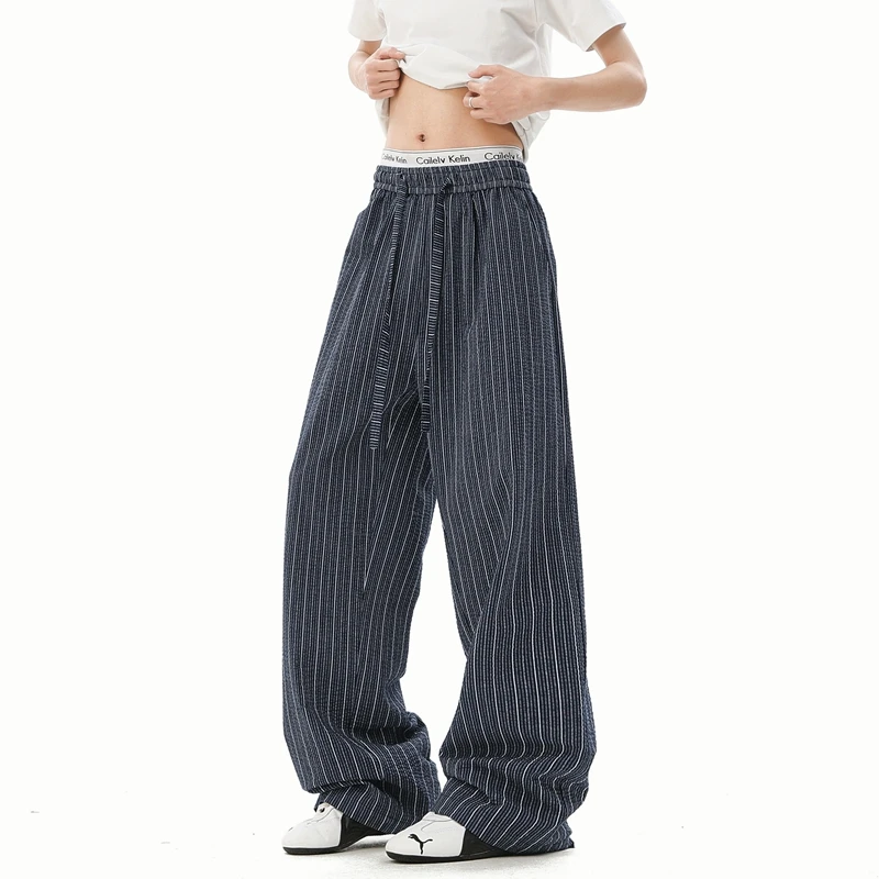 迈特优裤子男款爆款2025新款条纹百搭潮流松紧腰