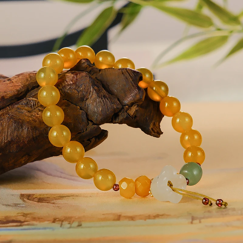 设计款黄玛瑙百搭民族风女式手链多样性发一-6256