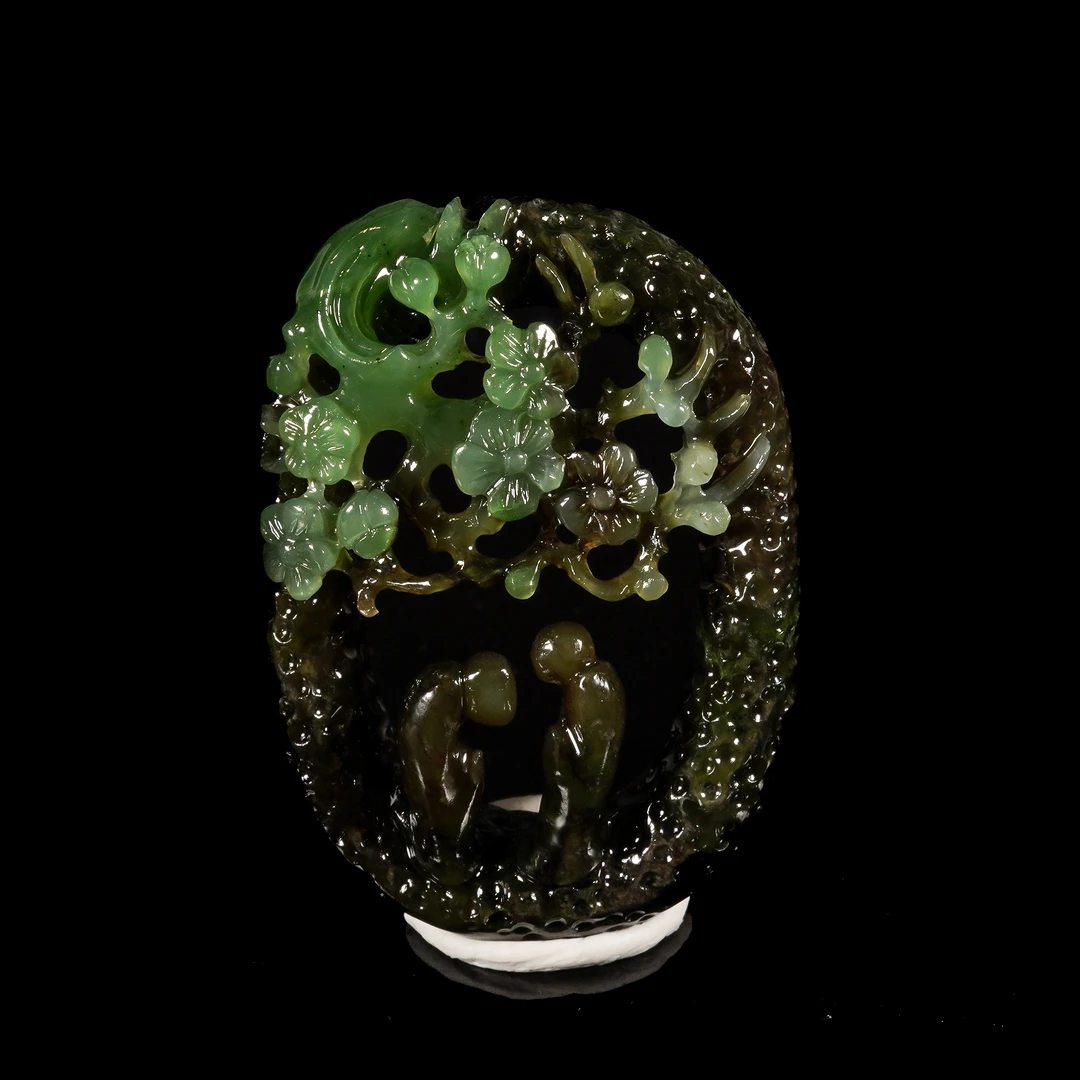 LOT.038和田玉巧雕花卉人物佩/X3171