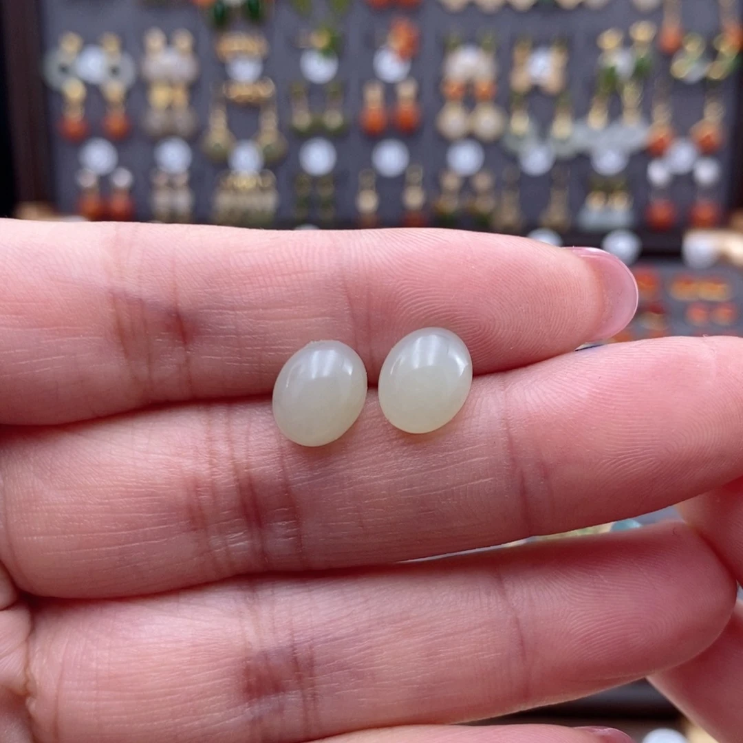 银S925镶嵌和田玉耳饰