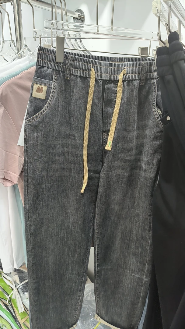 中年牛仔裤男士休闲长裤子男小脚裤高腰弹力男裤春款款