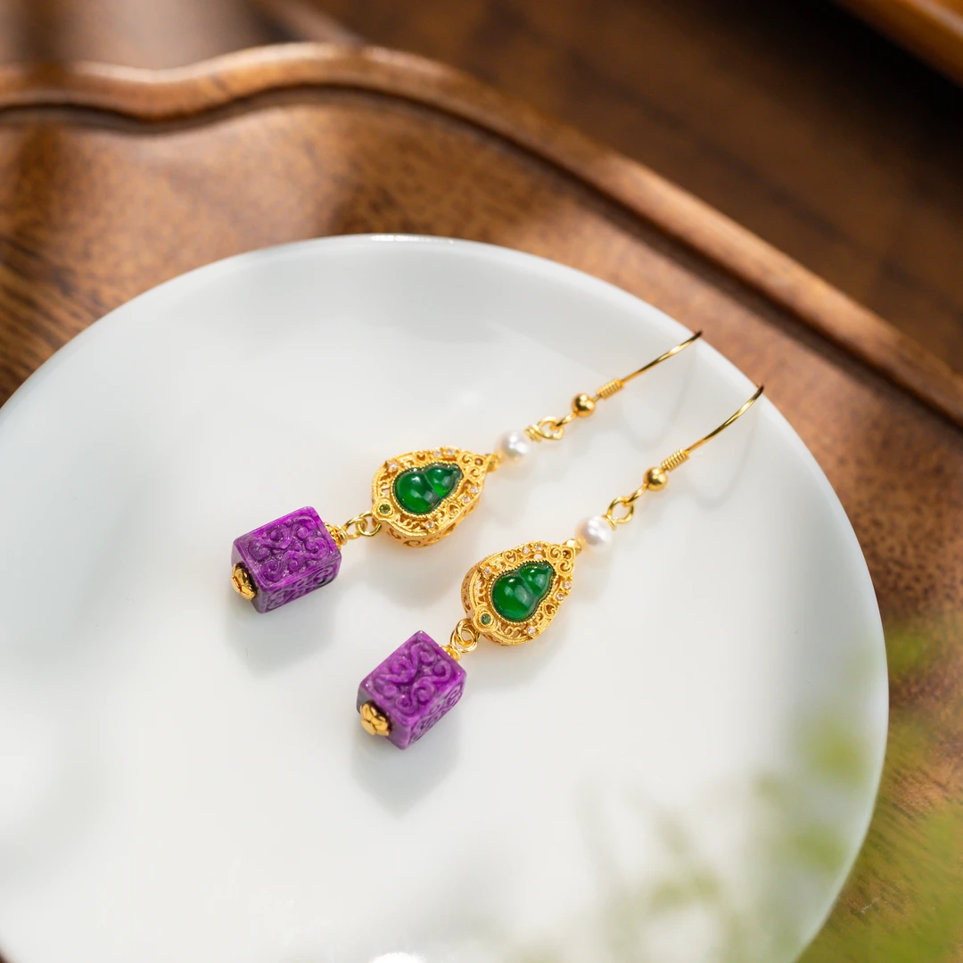 S-《颜如黛》原创舒俱来回纹珠耳坠-ADY75990（多样性发货）