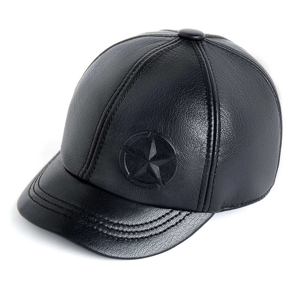 潮皮哥专属海宁短檐5厘米山羊皮时尚棒球帽男休闲秋冬