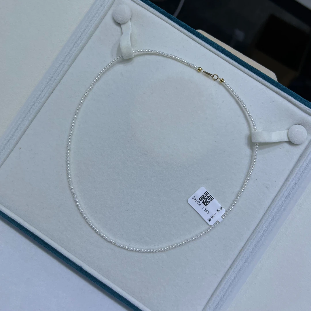 G18k金天然淡水珍珠野生keshi锁骨项链2-2.5mm