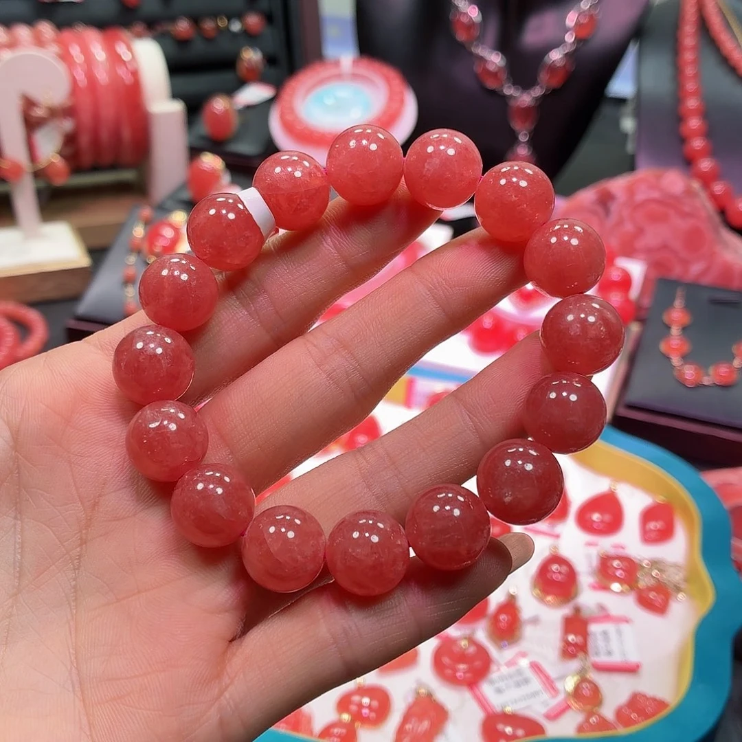 菱锰矿（红纹石）未镶嵌手绳