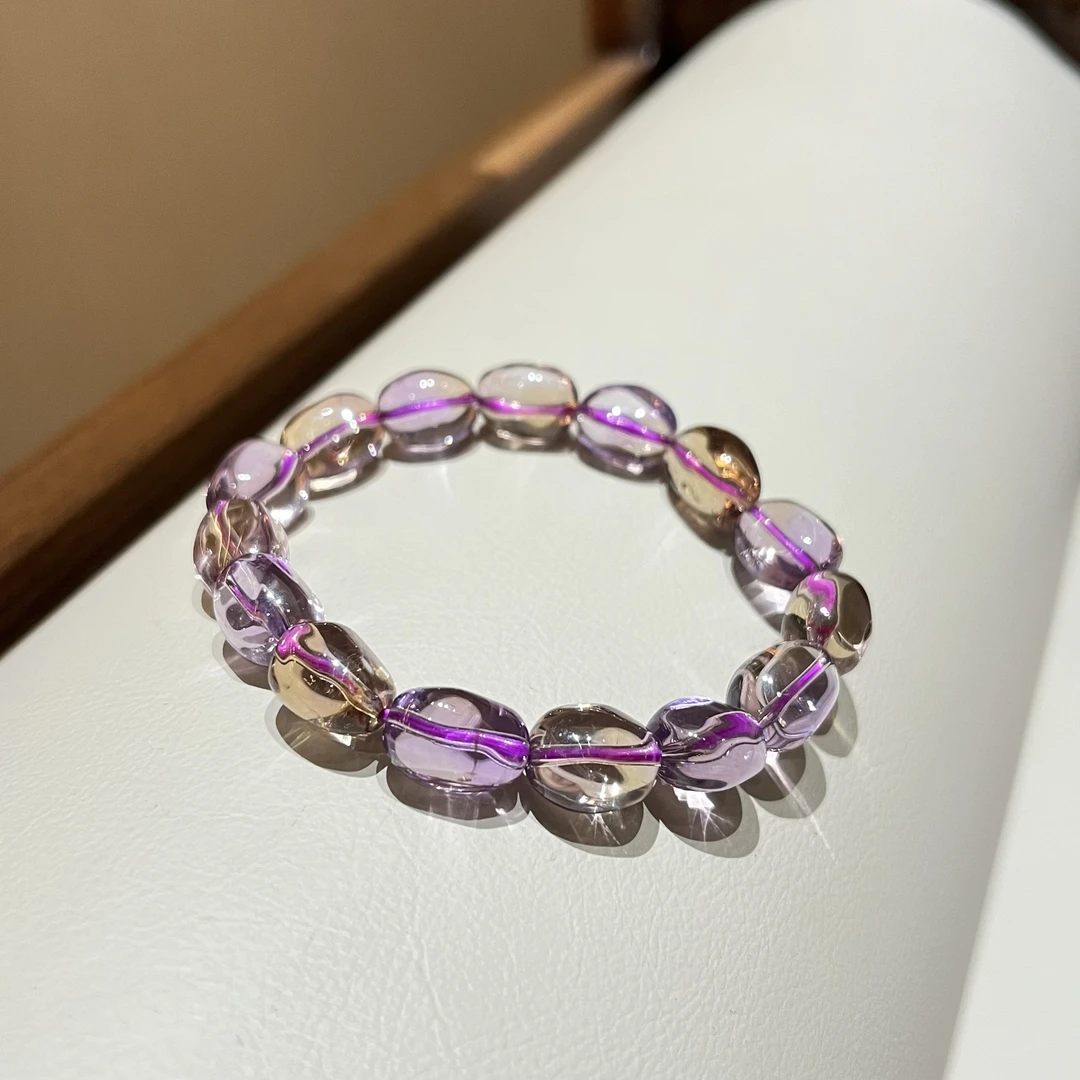 天然巴西老矿紫黄晶随型单圈手串 多样性发其一