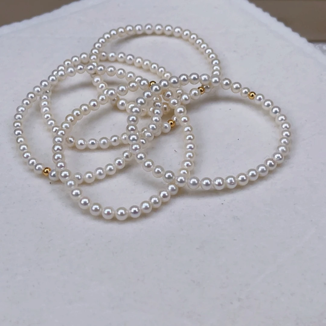 银S925镶嵌手绳淡水珍珠4-5天然淡水珍珠手串